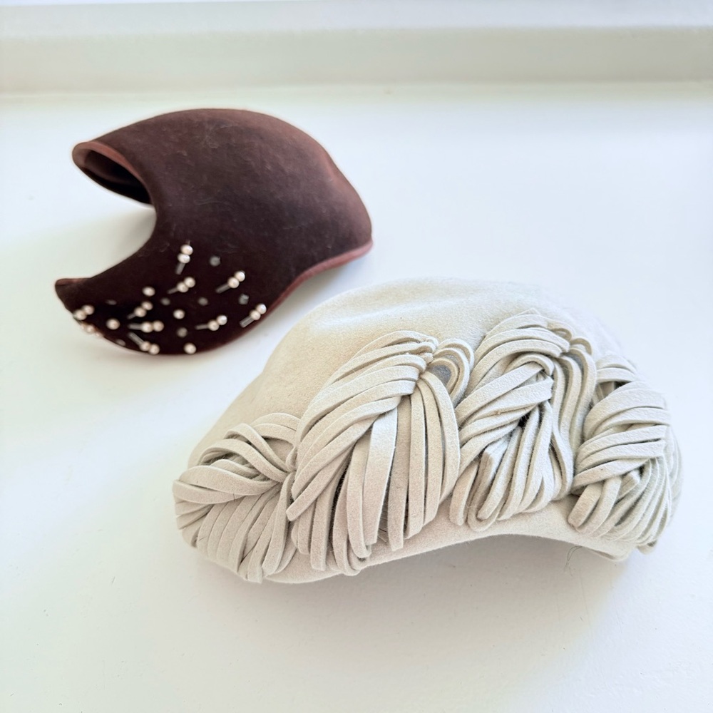 2 Ladies Vintage Hats 1940s 1950s Beaded Lady Cathay